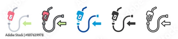 Obraz fuel hose icon set multi style various collection