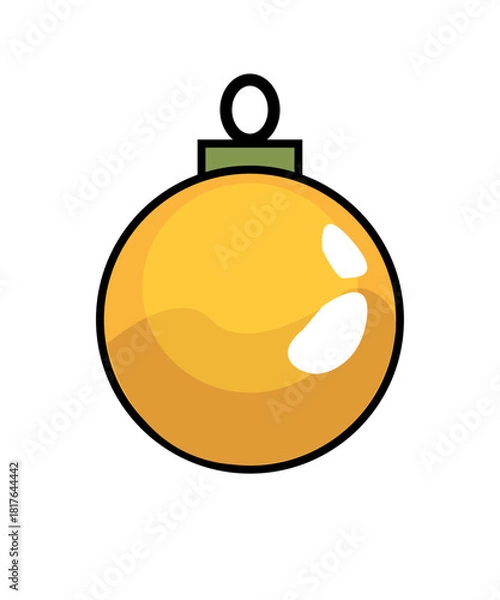 Fototapeta Icons of christmas baulbles design. a yellow decoration  tree ball. Vector illustration.
