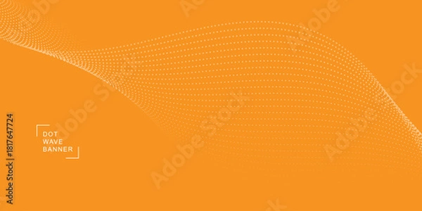 Fototapeta abstract creative smooth dot wave particle on orange background.