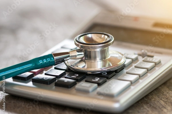 Fototapeta calculator with stethoscope