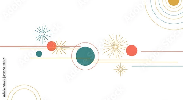 Obraz Abstract Fireworks Pattern in Soft Pastel Colors on White Background