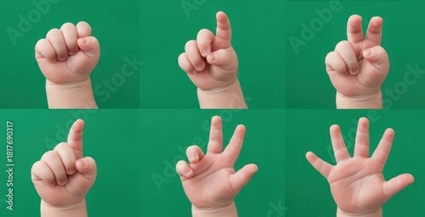 Obraz hand gestures set isolated on greenscreen background