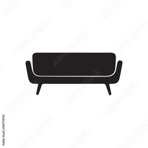 Fototapeta vector black sofa isolated on white background