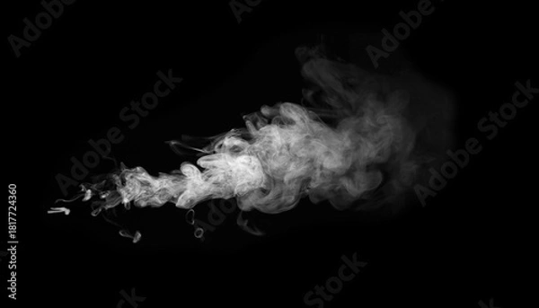 Fototapeta White smoke set on black background. Collection of isolated vapor textures for design, visual effects and digital art. Perfect for fog overlays or industrial pollution concepts