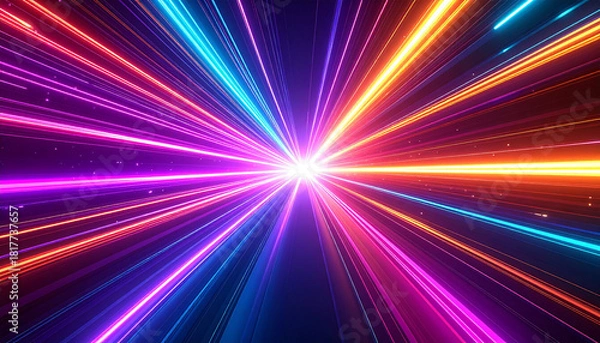 Obraz 紫とピンクの光が中心から放射するライトバースト背景