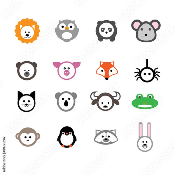 Fototapeta Animals set. Vector illustration.