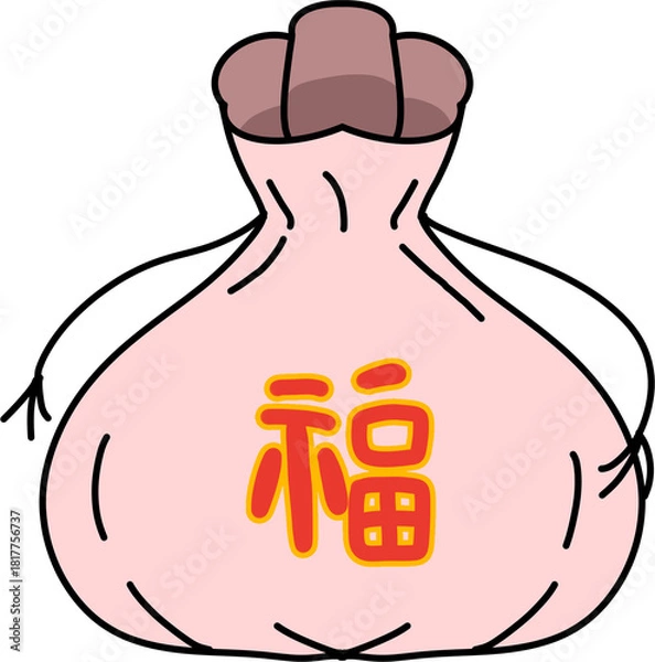 Obraz 설날과 새해를 상징하는 복주머니 이미지로, 전통적인 한국 명절 분위기와 행운·길운·소망을 담은 복 기원 컨셉의 따뜻한 명절 이미지