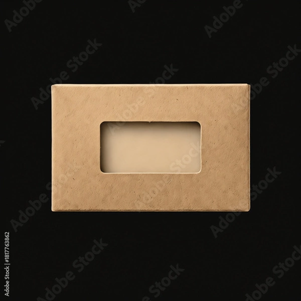 Obraz Minimalist soap packaging with transparent window on black background  