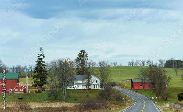 Fototapeta rural landscape with a barn