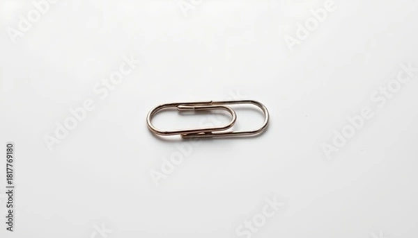 Obraz A single paperclip with two prongs is placed against a plain background.