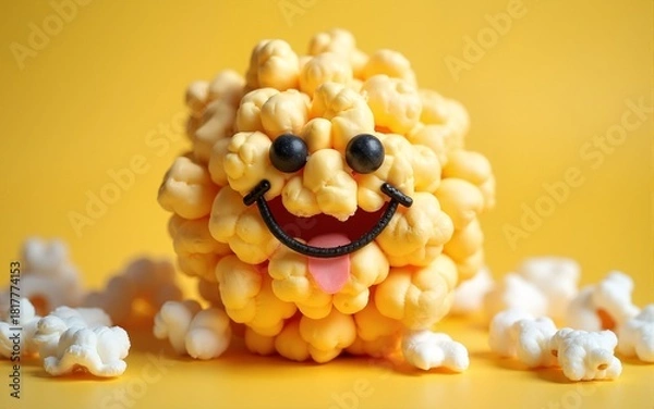Obraz Playful popcorn smiley face delight a fun snack creation for joyful moments. High quality