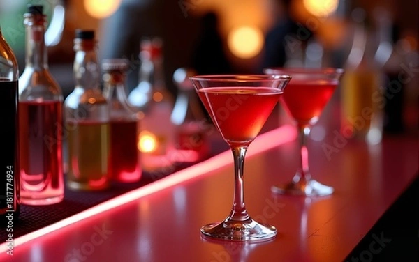 Fototapeta Martini bar setup at a festive event, enticing guests with cocktail options. High quality