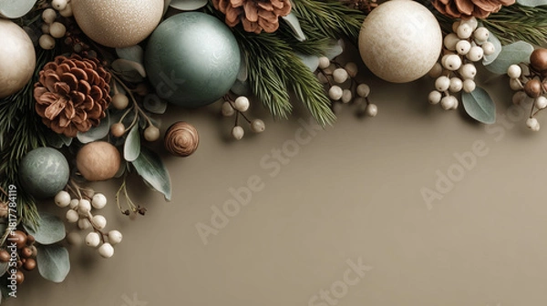 Fototapeta christmas background with snow and branches