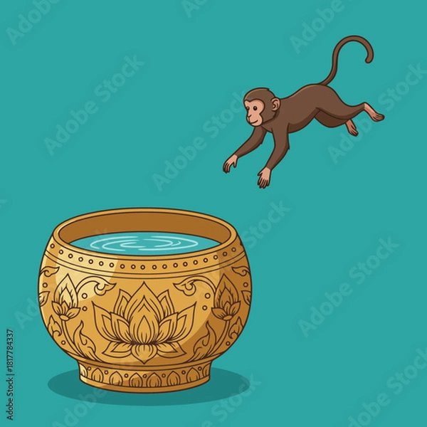 Fototapeta Watch This Monkey Make the Craziest Splash Ever