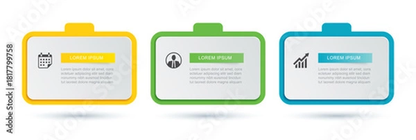 Fototapeta Infographic 3 step business data presentation boxes.