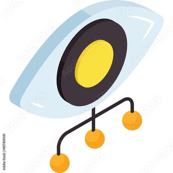 Obraz Stylized Eye Icon With Data Connections In A Modern Digital Aesthetic With Blue White And Yellow Tones On A Transparent Background Representing Vision And Information Transfer