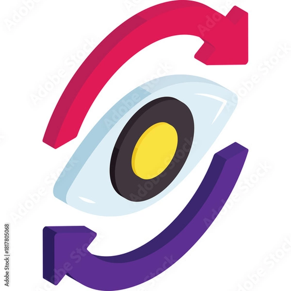 Obraz Stylized Eye Icon with Rotating Arrows Symbolizing Vision and Process on Transparent Background