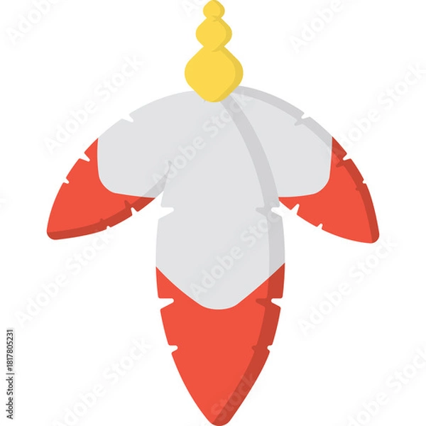 Obraz Stylized Feather With Red And White Petal Like Shapes And Yellow Tip On Transparent Background