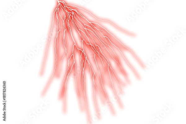 Obraz Glowing Red Lightning Veins Illustration with Branching Energy Effect