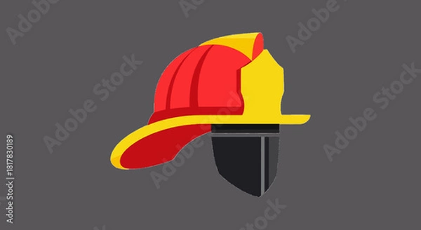 Fototapeta Minimal Firefighter Helmet Icon Vector