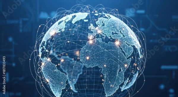 Fototapeta Global connectivity and digital network illustration, representing modern communication and