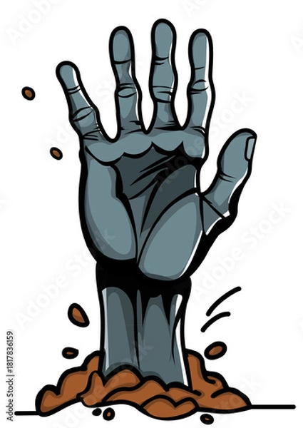 Fototapeta Illustration of a hand emerging from the ground