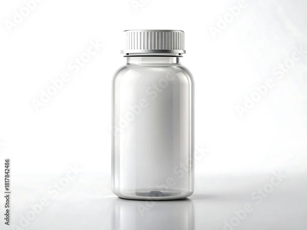 Obraz Clear plastic bottle isolated on white background mockup