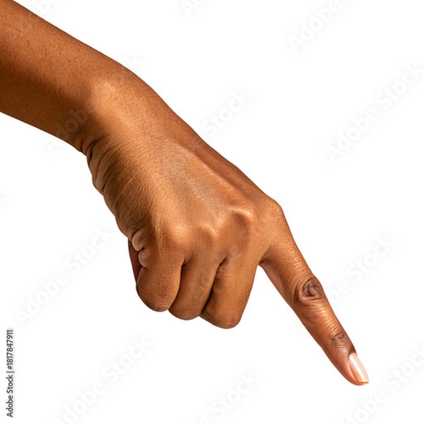 Obraz Cut-out downward pointing hand gesture, clean transparent background ideal for graphic design and digital interfaces.