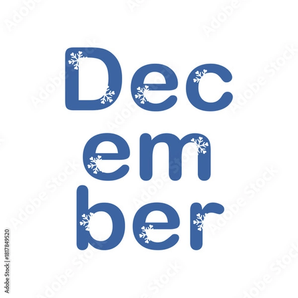 Obraz December Snowflake Text Design for Winter Holiday Graphics