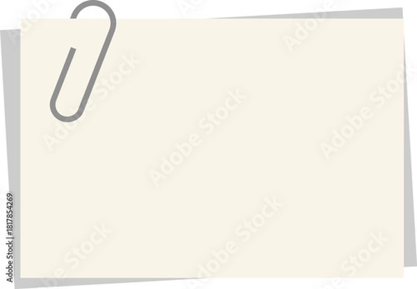 Fototapeta Two Small Blank Memo Papers with Silver Paper Clip - SVG Vector Illustration