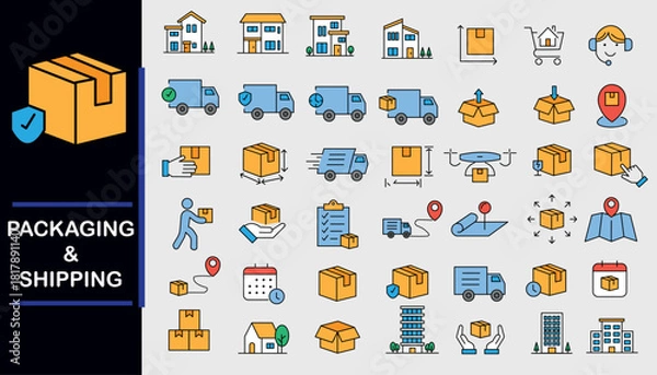 Obraz packaging and shipping icons
