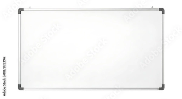 Fototapeta Empty gray whiteboard with silver frame isolated on transparent background