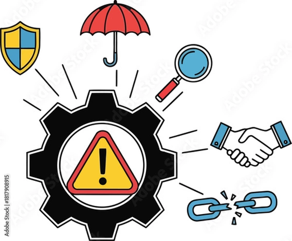 Fototapeta Risk management and mitigation strategies isolated on