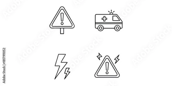 Fototapeta Emergency and warning icons isolated on