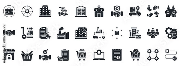 Obraz Business To Business Icon Set. Contains Icons That Are Relevant For Business. Designed In Vector Glyph Style