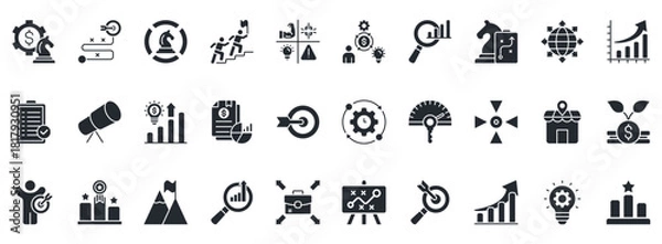 Fototapeta Business Strategy Icon Set. Contains Icons That Are Relevant For Business. Designed In Vector Glyph Style