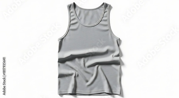 Fototapeta lightweight tank top mockup, soft cotton texture with realistic fabric folds, displayed flat with natural shadows, background subtly blurred to emphasize product details--v 6.1 --ar 16:9 --q 2"