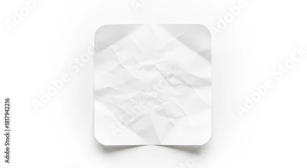Fototapeta A single white tissue paper with a subtle diamond pattern folded and isolated on a clean white background isolated on white background