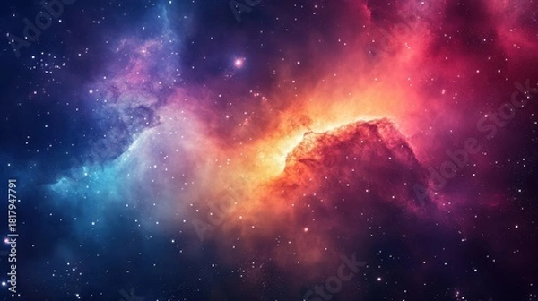 Fototapeta Vivid cosmic nebula showcasing colorful celestial phenomena.