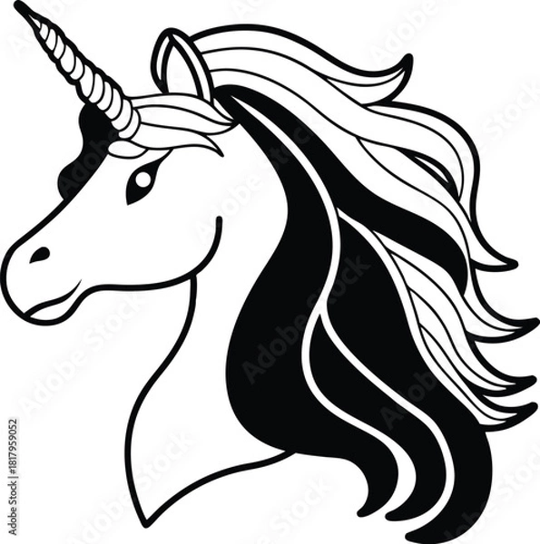 Fototapeta Modern unicorn mascot silhouette isolated on transparent background