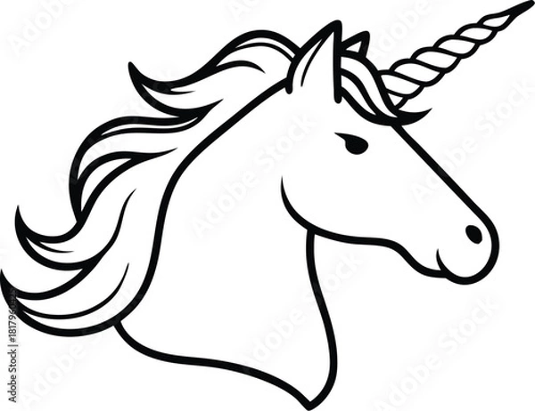 Fototapeta Unicorn head monogram silhouette isolated on transparent background