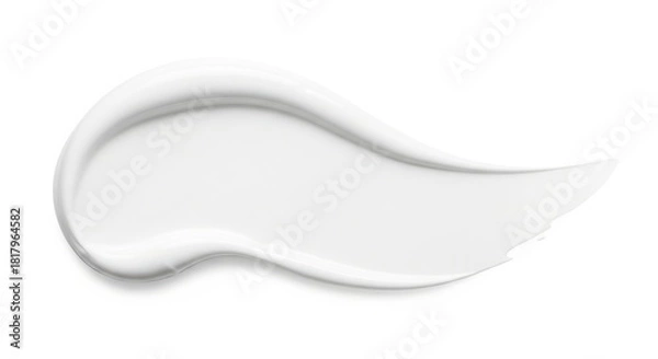 Fototapeta A smooth thick white cosmetic cream swatch demonstrating texture and consistency isolated on white background