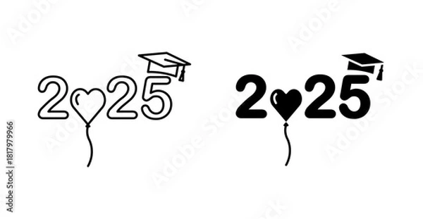Obraz 2025 Graduation Cap Icon | Academic Success Year Badge Vector for School, College, and Ceremony Designs