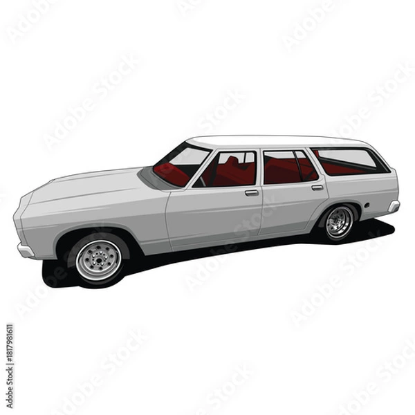 Obraz retro classic wagon car vector art