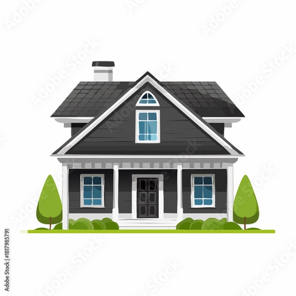 Fototapeta Charming cartoon house illustration for real estate and home design visuals  featuring a cozy