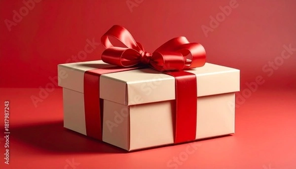 Fototapeta red gift box with ribbon