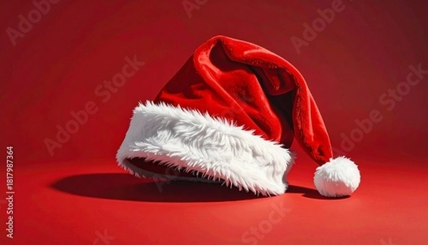 Obraz santa claus hat with red ribbon