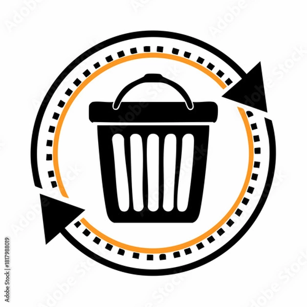 Fototapeta Circular arrow symbol with trash can promoting recycling and waste management