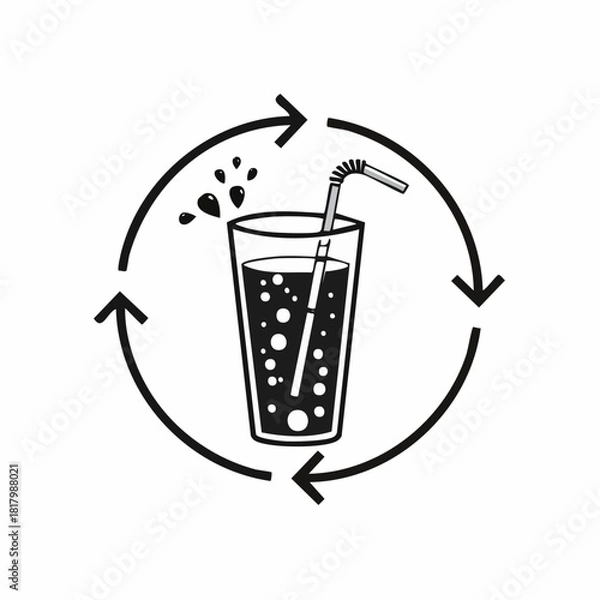 Fototapeta Circular Soda Refreshment: A Symbol of Consumption and Refreshing Drink Cycle