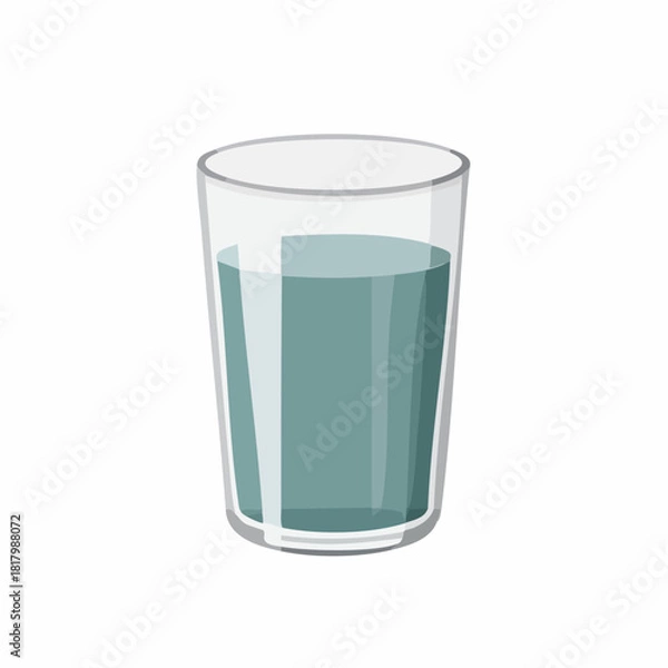 Fototapeta Clear Refreshment: Minimalist vector illustration of a glass of water on white background